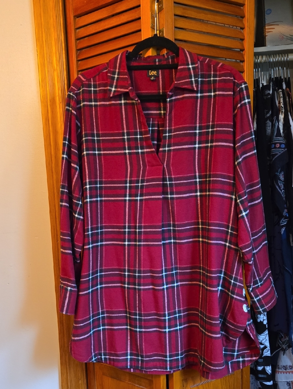 Lee Red and Black Plaid Shirt Tunic